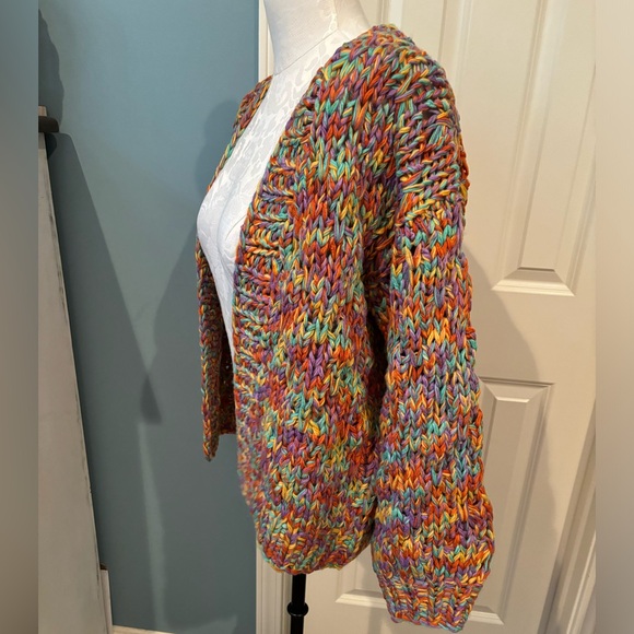 Rainbow Chunky Knit Cardigan Sweater - Picture 7 of 8